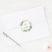 ユーカリ葉リース金ゴールドアクセント ラウンドシール (封筒)