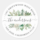 ユーカリ葉差出人住所封筒用シール ラウンドシール (正面)