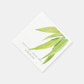 ユーカリ葉水色の葉モノグラム スタンダードカクテルナプキン (角)