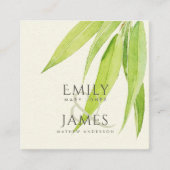 ユーカリ葉水色結婚葉 スクエア名刺 (正面)