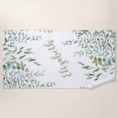 ユーカリ葉水色  ビーチタオル (正面)