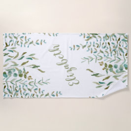 ユーカリ葉水色  ビーチタオル