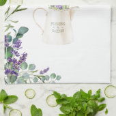 ユーカリ葉紫ラベンダーの花 キッチンタオル (折り畳み)