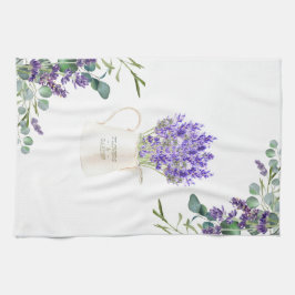 ユーカリ葉紫ラベンダーの花 キッチンタオル