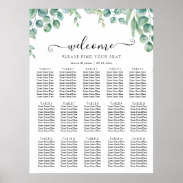 ユーカリ葉結婚の座席表 ポスター