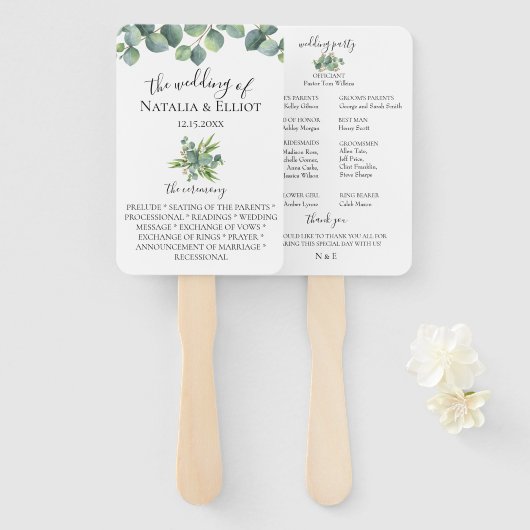 ユーカリ葉結婚式 プログラム ハンドファン (正面&裏面)