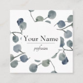 ユーカリ葉緑植物水彩 スクエア名刺 (正面)