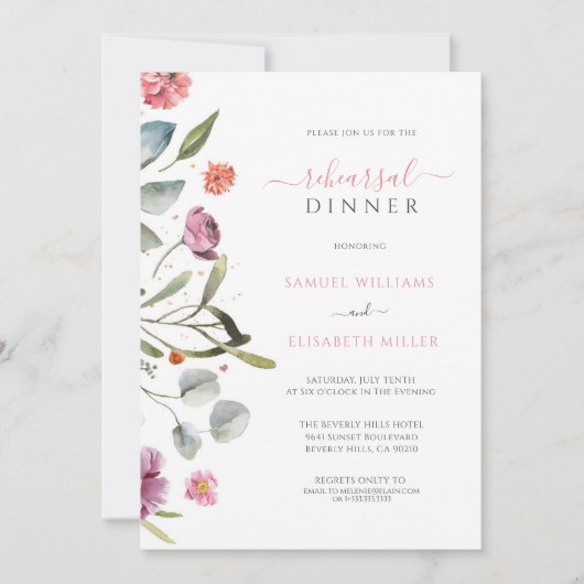 ユーカリ葉縁ど花のリハーサルディナー 招待状 (正面)