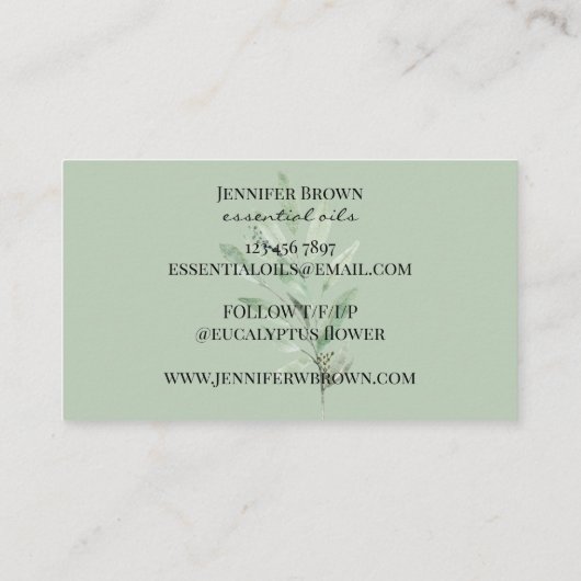 ユーカリ葉花必須油 名刺 (裏面)