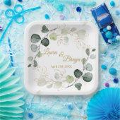 ユーカリ葉葉金ゴールドの結婚紙プレート ペーパープレート (パーティー)