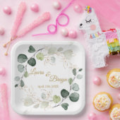 ユーカリ葉葉金ゴールドの結婚紙プレート ペーパープレート (パーティー)