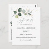 ユーカリ葉葉金ゴールド保存日 ポストカード (正面/裏面)