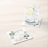 ユーカリ葉葉金ゴールド結婚ズ スクエアペーパーコースター (インサイチュ)