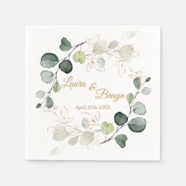 ユーカリ葉葉金ゴールド結婚ズ スタンダードカクテルナプキン