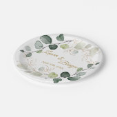 ユーカリ葉葉金ゴールド結婚ズ ペーパープレート (アングル)