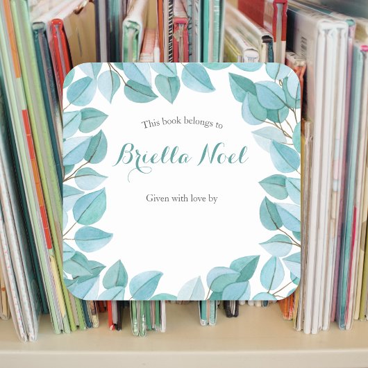 ユーカリ葉蔵書票 スクエアシール