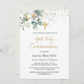 ユーカリ葉金ゴールドクロスファースト 招待状 (正面/裏面)