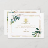 ユーカリ葉金ゴールドファースト聖餐式 サンキューカード (正面/裏面)