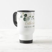 ユーカリ葉金ゴールドフローラ、あなたの名前コーヒーC トラベルマグ (正面左)