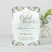 ユーカリ葉金ゴールドブライダルシャワー招待状 招待状 (スタンド正面)
