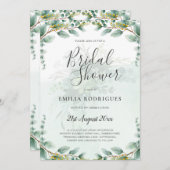 ユーカリ葉金ゴールドブライダルシャワー招待状 招待状 (正面/裏面)