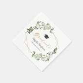 ユーカリ葉金ゴールド幾何学卒業パーティー スタンダードカクテルナプキン (角)