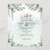 ユーカリ葉金ゴールド結婚のQRコード予算 (正面/裏面)