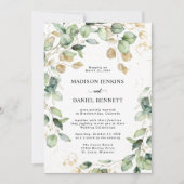 ユーカリ葉金ゴールド結婚ズ 招待状 (正面)