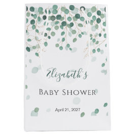 ユーカリ葉金ゴールド葉赤ちゃんシャワー媒体 ミディアムペーパーバッグ