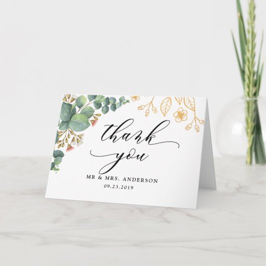 ユーカリ葉金ゴールド カード (正面)