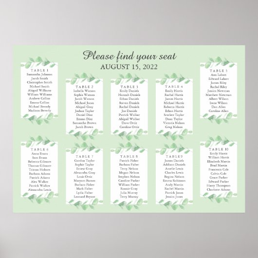 ユーカリ葉。の結婚座席表ポスター ポスター (正面)