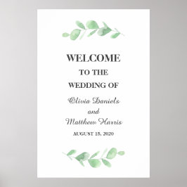 ユーカリ葉。ウッドラシンプルンド結婚の歓迎 ポスター