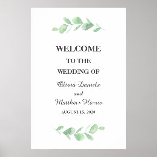 ユーカリ葉。ウッドラシンプルンド結婚の歓迎 ポスター
