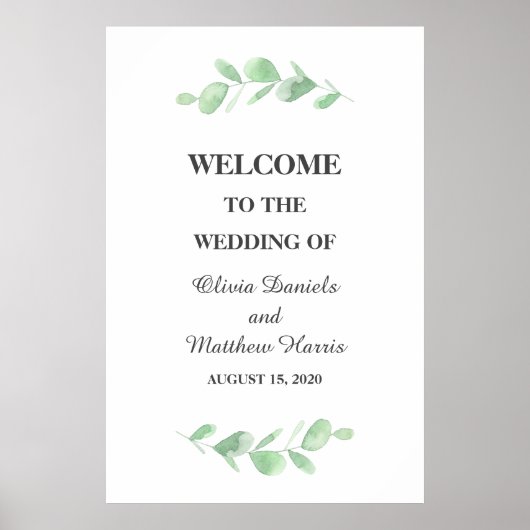 ユーカリ葉。ウッドラシンプルンド結婚の歓迎 ポスター (正面)