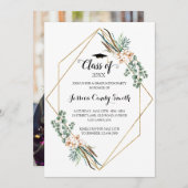 ユーカリ葉・フレーム写真卒業 招待状 (正面/裏面)