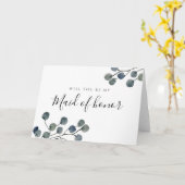 ユーカリ葉・メイド・オブ・オーナー（花嫁付き添い人） カード (黄色い花)