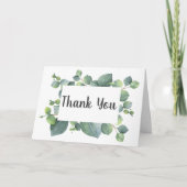 ユーカリ葉・結婚・フレームの写真ありがとう サンキューカード (正面)