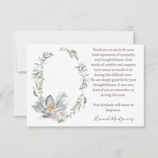 ユーカリ葬儀フォトサンキューカード,悔やみや弔慰 ノートカード (正面)