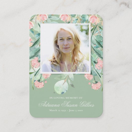 ユーカリ葬儀記念祈りの言葉フォトカード 名刺 (正面)