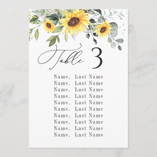 ユーカリ表番号名座席表カード 招待状 (裏面)