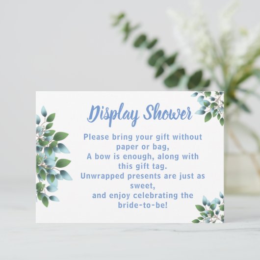 ユーカリ表示ブライダルウェディングシャワー エンクロージャーカード (スタンド正面)