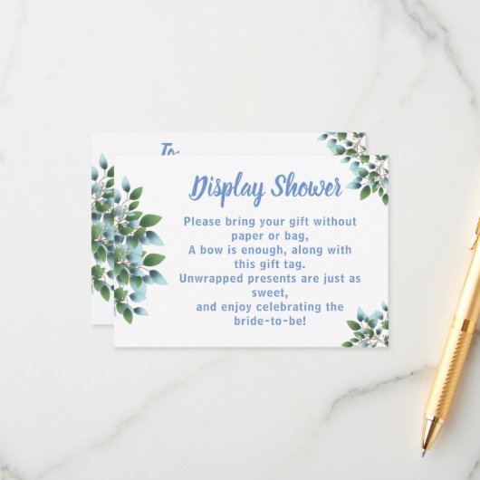 ユーカリ表示ブライダルウェディングシャワー エンクロージャーカード (正面/裏面インサイチュ)