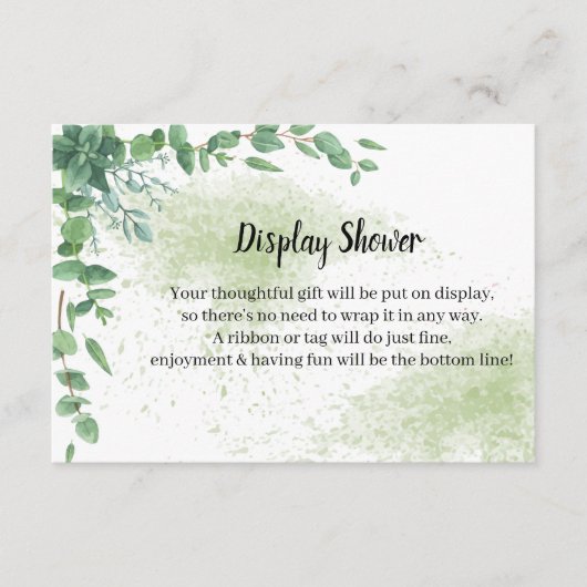 ユーカリ表示ブライダルシャワー格納カード エンクロージャーカード (正面)