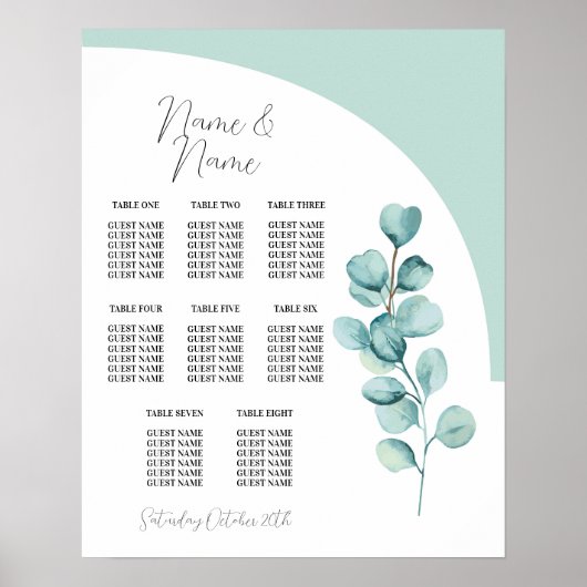 ユーカリ表8座席結婚の離れシンプル ポスター (正面)