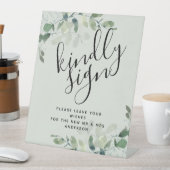 ユーカリ親切結婚サインのゲストブックサイン 台座サイン (インサイチュ)