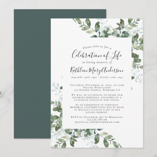 ユーカリ記念お祝いオブ・ライフ 招待状 (正面/裏面)