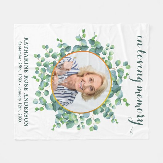 ユーカリ記念パーソナライズされた写真 フリースブランケット (正面(横))