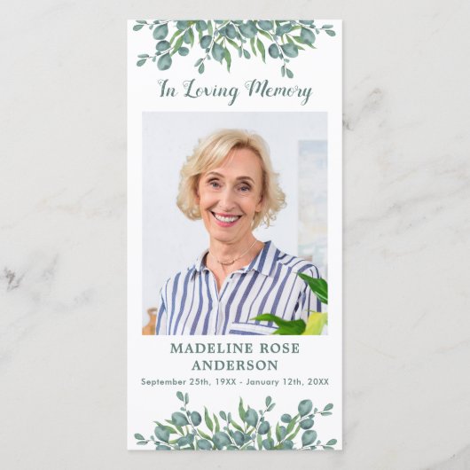 ユーカリ記念歌葬儀祈りの言葉しおり (正面)