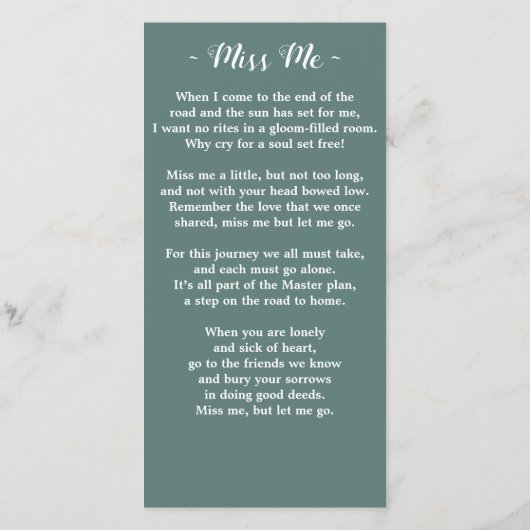 ユーカリ記念歌葬儀祈りの言葉しおり (裏面)