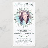 ユーカリ記念祈りの言葉カード葬儀しおり (正面)